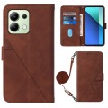 For Xiaomi Redmi Note 13 4G Global Crossbody 3D Embossed Flip Leather Phone Case(Brown)
