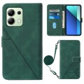 For Xiaomi Redmi Note 13 4G Global Crossbody 3D Embossed Flip Leather Phone Case(Dark Green)