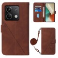 For Xiaomi Redmi Note 13 5G Global Crossbody 3D Embossed Flip Leather Phone Case(Brown)