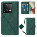 For Xiaomi Redmi Note 13 5G Global Crossbody 3D Embossed Flip Leather Phone Case(Dark Green)