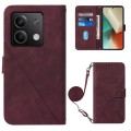 For Xiaomi Redmi Note 13 5G Global Crossbody 3D Embossed Flip Leather Phone Case(Wine Red)