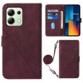 For Xiaomi Redmi Note 13 Pro 4G Global Crossbody 3D Embossed Flip Leather Phone Case(Wine Red)