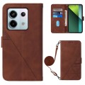 For Xiaomi Redmi Note 13 Pro 5G Global Crossbody 3D Embossed Flip Leather Phone Case(Brown)