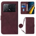 For Xiaomi Poco X6 Pro Crossbody 3D Embossed Flip Leather Phone Case(Wine Red)