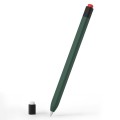 For Apple Pencil 1 Retro Pencil Style Liquid Silicone Stylus Case(Dark Green)