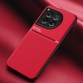 For OnePlus 12 Classic Tilt Strip Grain Magnetic Shockproof PC + TPU Phone Case(Red)