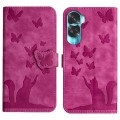 For Honor 90 Lite / X50i Butterfly Cat Embossing Flip Leather Phone Case(Pink)