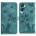 For Honor 90 Lite / X50i Butterfly Cat Embossing Flip Leather Phone Case(Wathet)