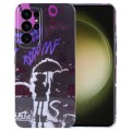 For Samsung Galaxy S23 Ultra 5G Painted Pattern Precise Hole PC Phone Case(Black Purple Umbrella Boy