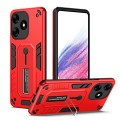 For Tecno Spark 10 Variety Brave Armor Finger Loop Holder Phone Case(Red)