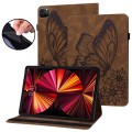 For iPad Pro 12.9 2022 / 2021 / 2020 Big Butterfly Embossed Leather Tablet Case(Brown)