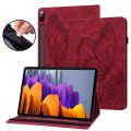 For Samsung Galaxy Tab S9 FE+ / S9+ / S8+ Big Butterfly Embossed Leather Tablet Case(Red)