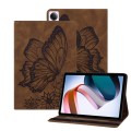 For Xiaomi Redmi Pad SE Big Butterfly Embossed Leather Tablet Case(Brown)