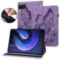 For Xiaomi Pad 6 Max 14 2023 Big Butterfly Embossed Leather Tablet Case(Purple)