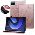 For Xiaomi Pad 6 Max 14 2023 Big Butterfly Embossed Leather Tablet Case(Rose Gold)