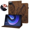 For Xiaomi Pad 6 Max 14 2023 Big Butterfly Embossed Leather Tablet Case(Brown)