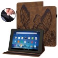For Amazon Fire Max 11 2023 Big Butterfly Embossed Leather Tablet Case(Brown)