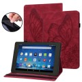For Amazon Fire Max 11 2023 Big Butterfly Embossed Leather Tablet Case(Red)