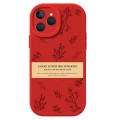 For iPhone 11 Pro Lamb Leather Texture New Year Design Full Coverage Phone Case(Flower)