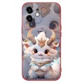 For iPhone 12 mini New Year Red Silicone Shockproof Phone Case(White Dragon)