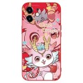 For iPhone 12 New Year Red Silicone Shockproof Phone Case(Cute Pink Dragon)