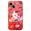 For iPhone 13 mini New Year Red Silicone Shockproof Phone Case(Happy Dragon Doll)