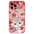 For iPhone 14 Pro Max New Year Red Silicone Shockproof Phone Case(Cute Pink Dragon)