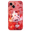 For iPhone 14 New Year Red Silicone Shockproof Phone Case(Happy Dragon Doll)