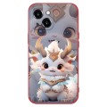 For iPhone 15 Plus New Year Red Silicone Shockproof Phone Case(White Dragon)