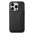 For iPhone 11 Pro Calf Texture Card Bag Design Full Coverage Phone Case(Black)