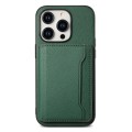 For iPhone 11 Pro Calf Texture Card Bag Design Full Coverage Phone Case(Green)