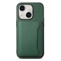 For iPhone 13 Calf Texture Card Bag Design Full Coverage Phone Case(Green)
