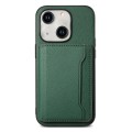 For iPhone 15 Calf Texture Card Bag Design Full Coverage Phone Case(Green)