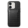 For iPhone 11 Crocodile Texture Card Bag Design Full Coverage Phone Case(Black)