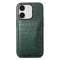 For iPhone 11 Crocodile Texture Card Bag Design Full Coverage Phone Case(Green)