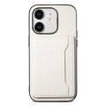 For iPhone 11 Crocodile Texture Card Bag Design Full Coverage Phone Case(White)