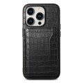 For iPhone 11 Pro Max Crocodile Texture Card Bag Design Full Coverage Phone Case(Black)
