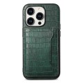 For iPhone 12 Pro / 12 Crocodile Texture Card Bag Design Full Coverage Phone Case(Green)