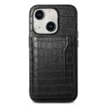 For iPhone 13 Crocodile Texture Card Bag Design Full Coverage Phone Case(Black)