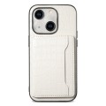 For iPhone 14 Crocodile Texture Card Bag Design Full Coverage Phone Case(White)