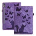 For Lenovo Tab P12 / Xiaoxin Pad Pro 12.7 Butterfly Cat Embossing Leather Tablet Case(Purple)