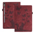 For Lenovo Tab P12 / Xiaoxin Pad Pro 12.7 Butterfly Cat Embossing Leather Tablet Case(Red)