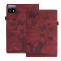 For Xiaomi Pad 6 Max 14 2023 Butterfly Cat Embossing Leather Tablet Case(Red)