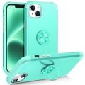 For iPhone 14 L2 Rotating Ring Holder Magnetic Phone Case(Mint Green)