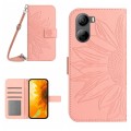 For ZTE Libero 5G IV Skin Feel Sun Flower Pattern Leather Phone Case with Lanyard(Pink)