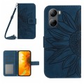For ZTE Libero 5G IV Skin Feel Sun Flower Pattern Leather Phone Case with Lanyard(Inky Blue)
