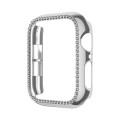 For Apple Watch Series 6 / 5 / 4 / SE 44mm Plating Row Diamond Hollow PC Watch Case(Silver)