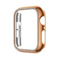 For Apple Watch Series 9 / 8 / 7 45mm Plating Row Diamond Hollow PC Watch Case(Rose Gold)