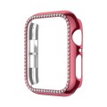 For Apple Watch Series 9 / 8 / 7 45mm Plating Row Diamond Hollow PC Watch Case(Rose Pink)