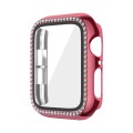 For Apple Watch Series 6 / 5 / 4 / SE 44mm Plating Row Diamond PC Watch Case with Film(Rose Pink)